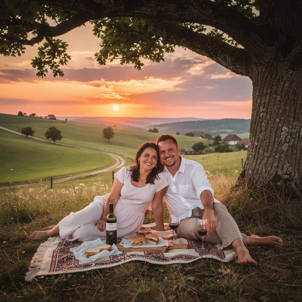 Peisaj urban din București, cu clădiri istorice și oameni care se bucură de o zi însorită.